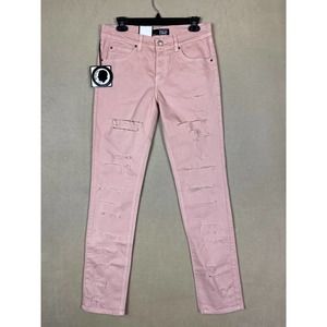 Rustic Dime Skinny Jeans Mens 30 Low Rise Pink Distressed Ripped Stretch NWT